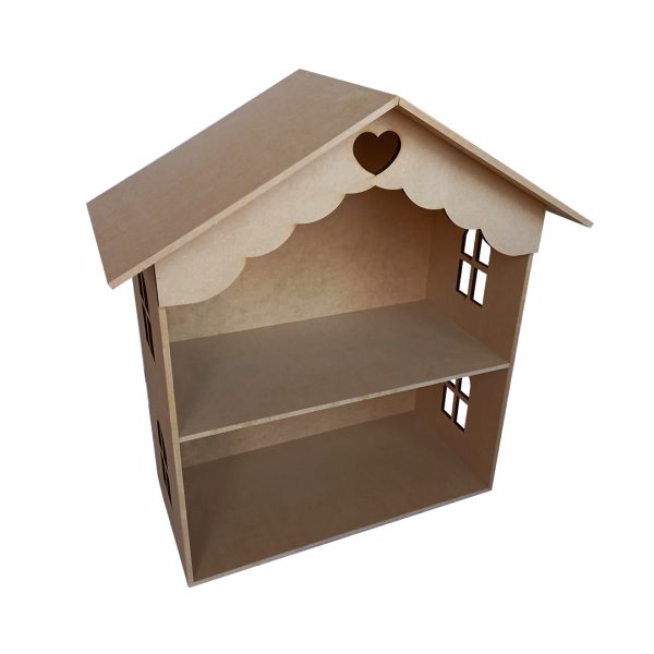 Artesanías - Casa de muñeca chica - 60 x 80 x 25 - Casa de muñecas con dos pisos para jugar.