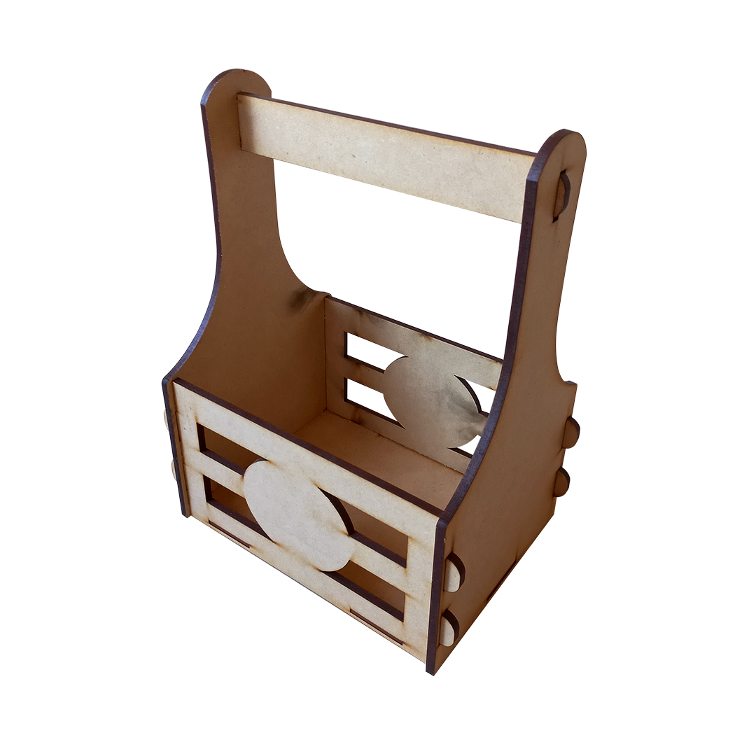 Artesanías - Canasta cervecera - Canasta láser de mdf 5mm para transportar cervezas. Capacidad: 6 latas / botella chica