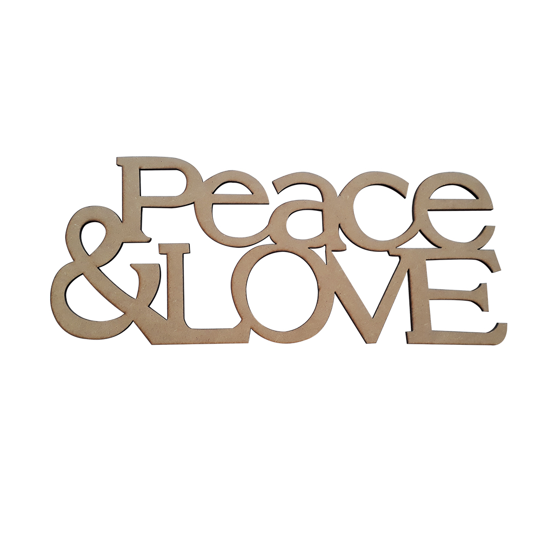 Artesanías - Frase "Peace & love" - Grande - Accesorio decorativo para darle un toque a tus diseños.
